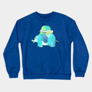 Turtle and Elephant Watercolor Crewneck Sweatshirt